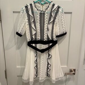 Self-Portrait Ivory and Black Lace Dress